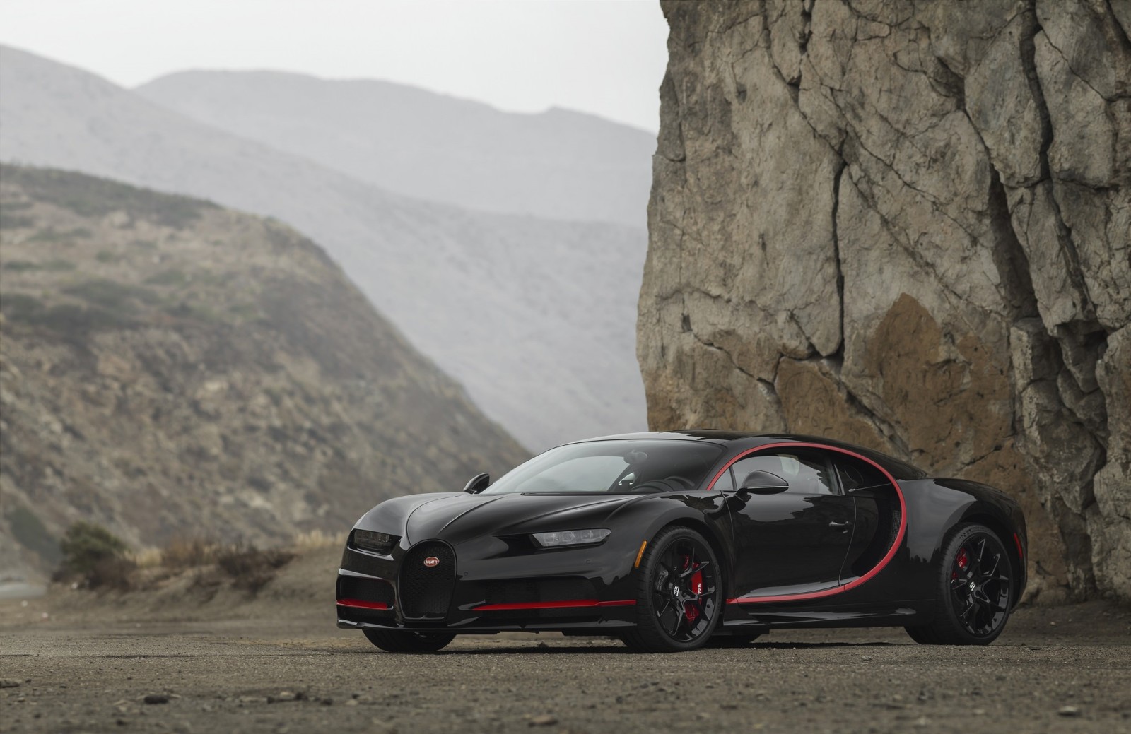 czarny, czerwony, Bugatti, Chiron, VAG, turbo, V16