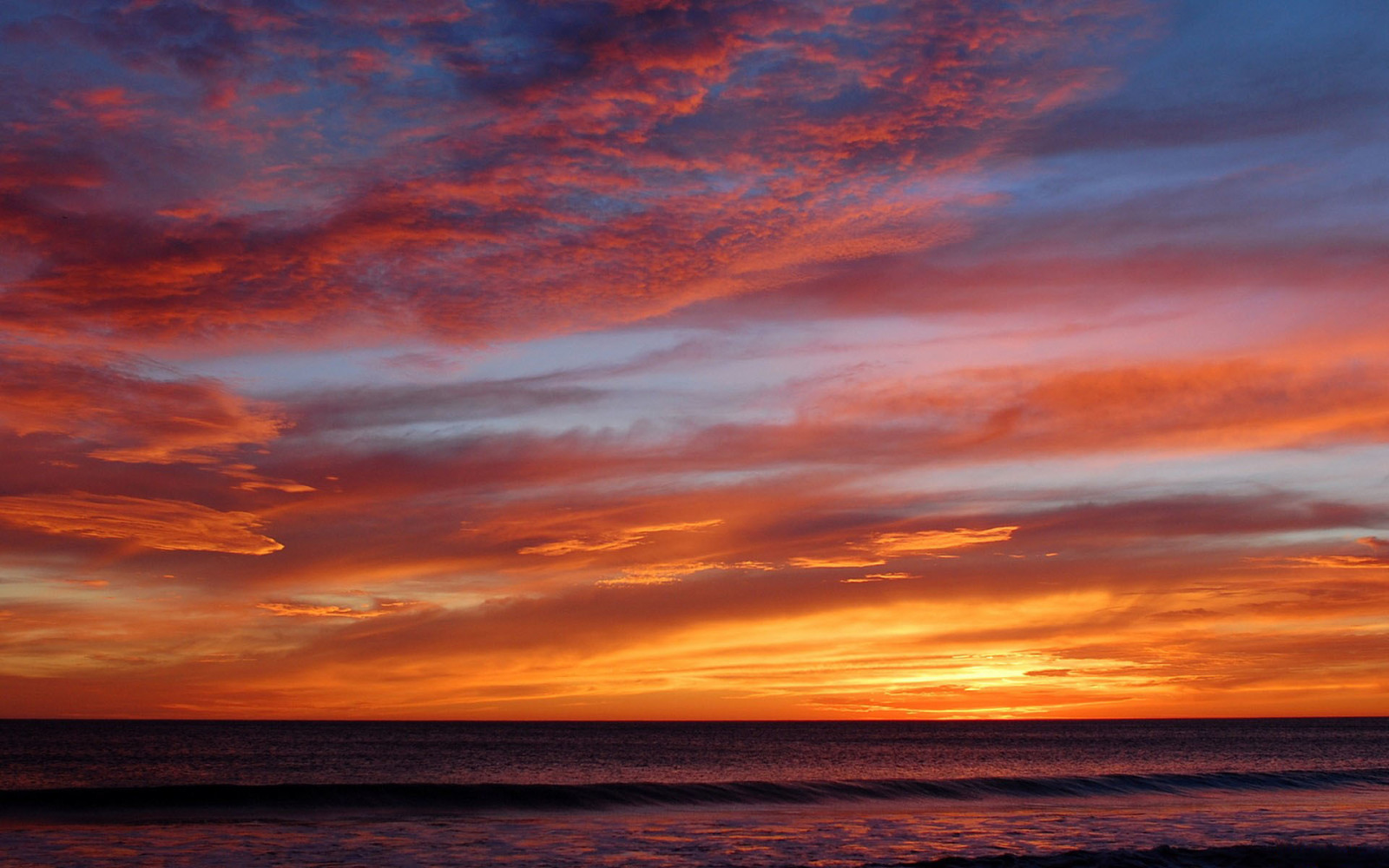 le coucher du soleil, mer, des nuages, vague