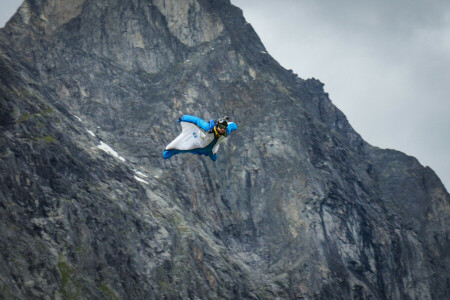 salto base, beyser, Câmera, voar, capacete, montanhas, Pára-quedas, Piloto