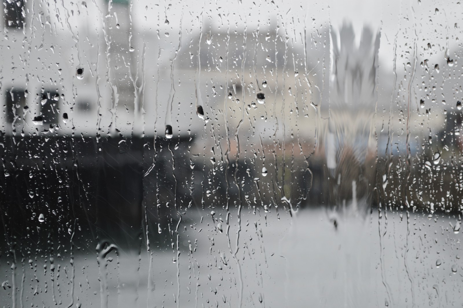 the city, glass, rain, drops