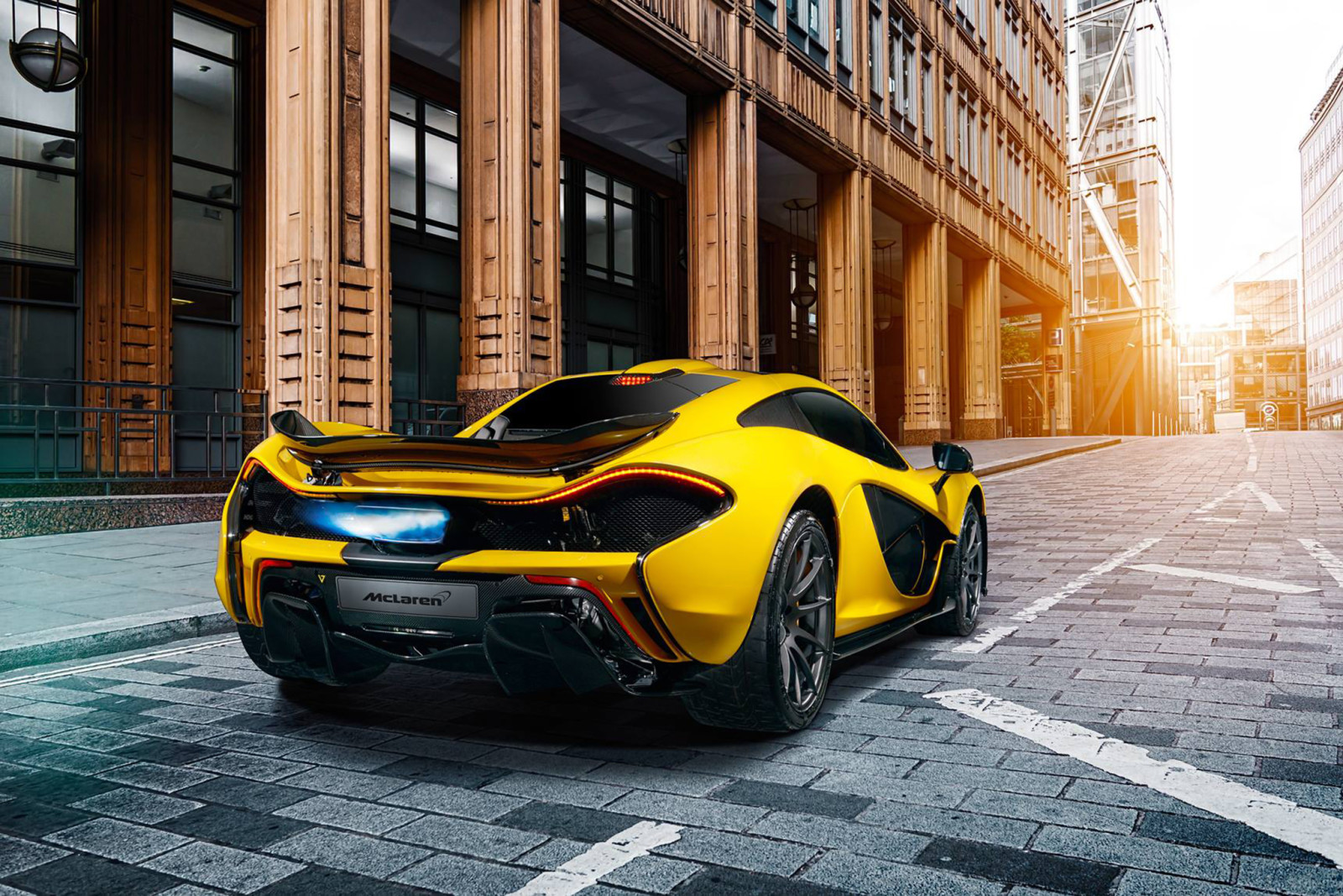 supercar, Jaune, Feu, McLaren, Arrière, échappement