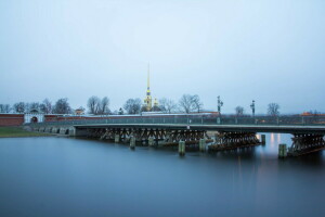 Brücke, Newa, Peter, Fluss, Russland, Sankt Petersburg, St. Petersburg