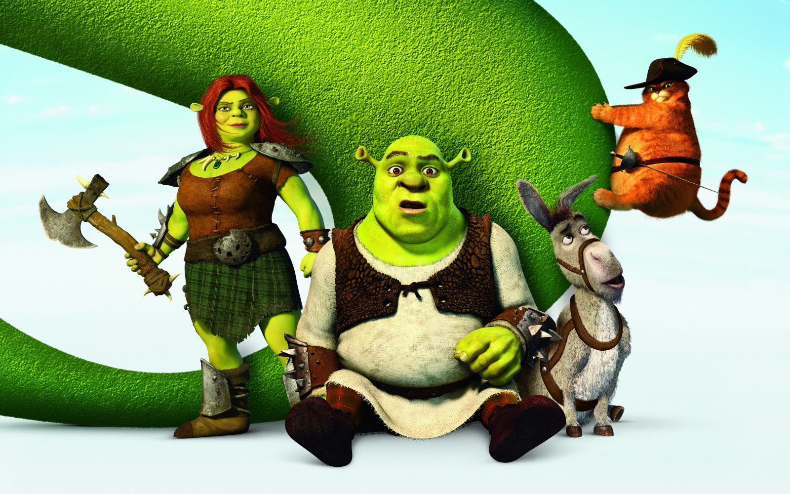 chapéu, espada, desenho animado, poster, O Gato de Botas, asno, Ogro, Shrek