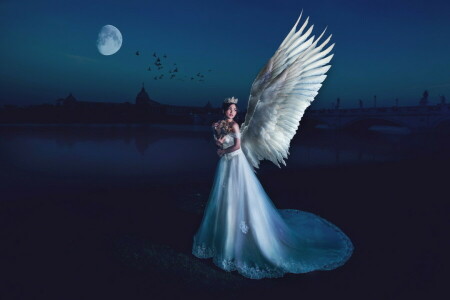 angel, girl, wings