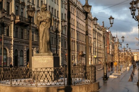 światła, Piotr, Sankt Petersburg, spb, Petersburg, statua, ulica