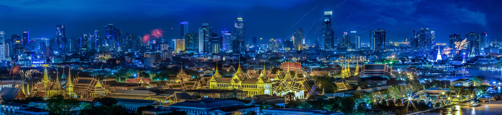 fiesta, luces, noche, hogar, panorama, Tailandia, festival, Bangkok