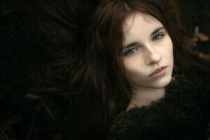 bokeh, freckles, hair, portrait