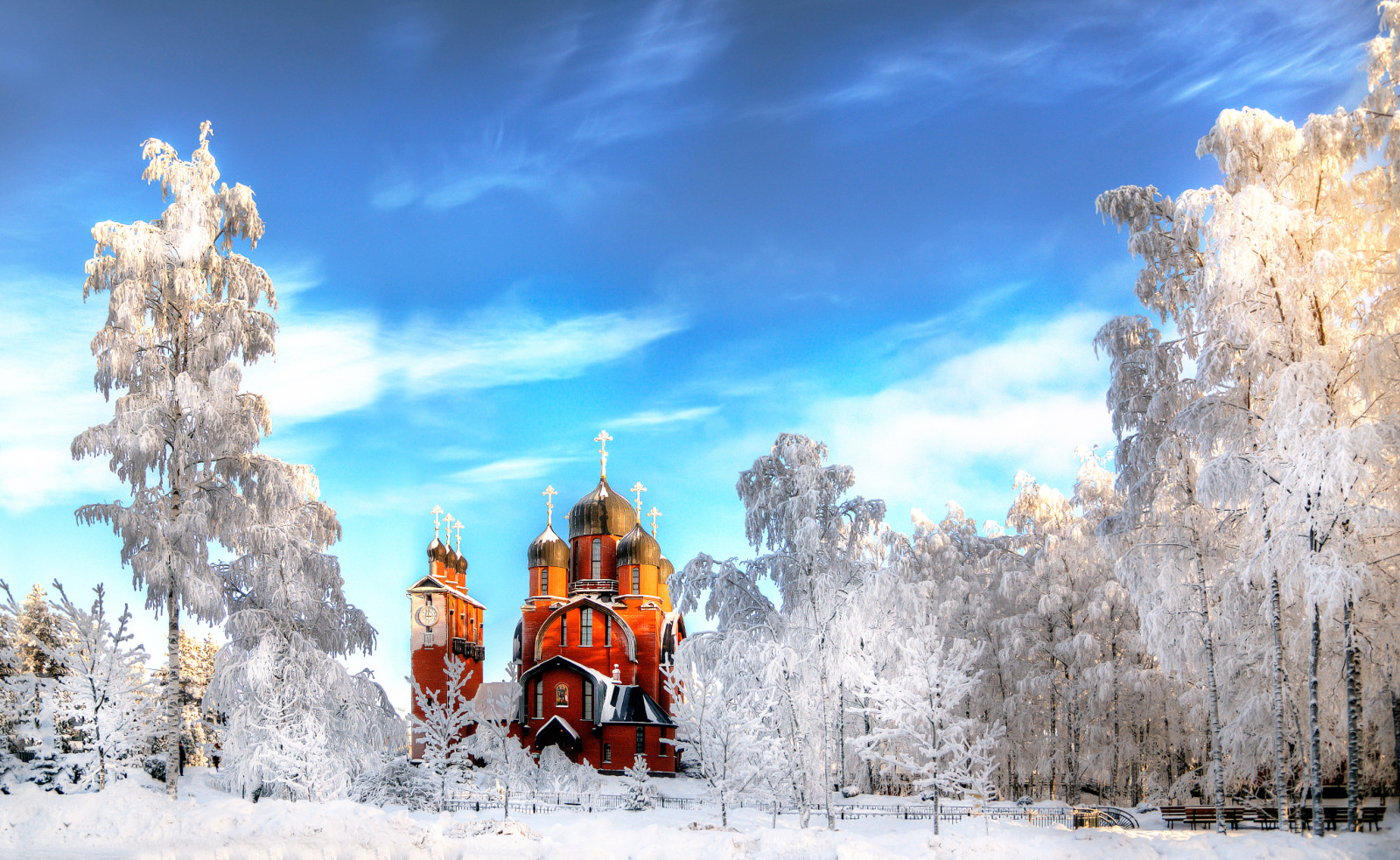 snow, winter, Saint Petersburg, temple