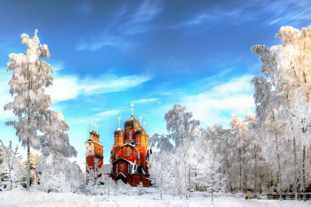 Saint Petersburg, snow, temple, winter