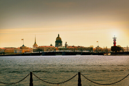 Нева, Санкт-Петербург, Санкт-Петербург, солнце