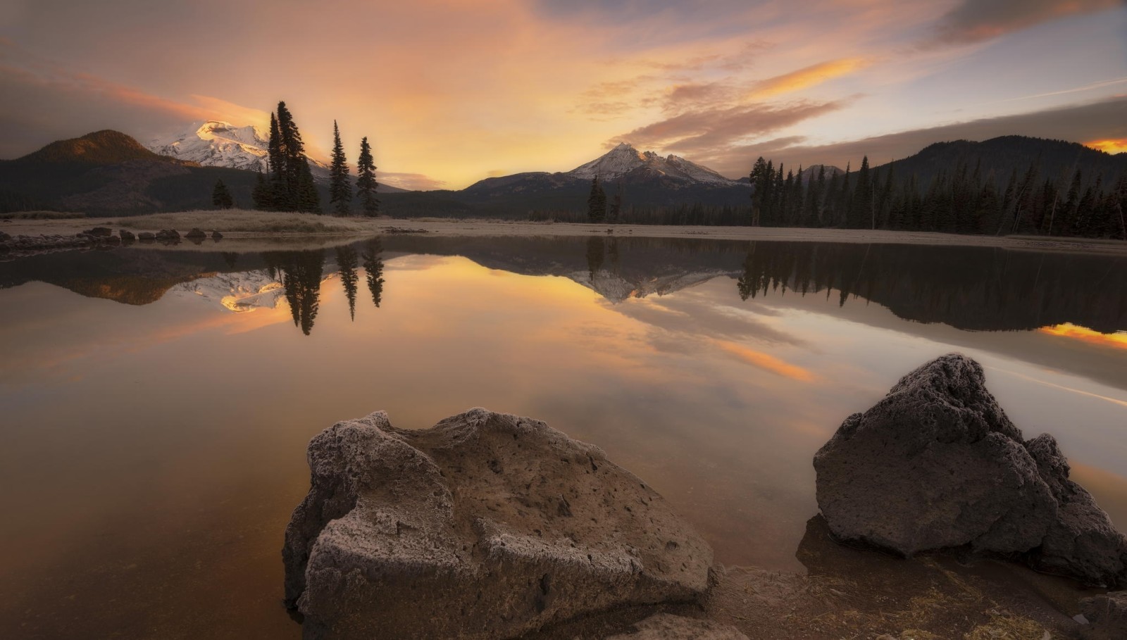 forêt, la nature, Lac, des pierres, montagnes