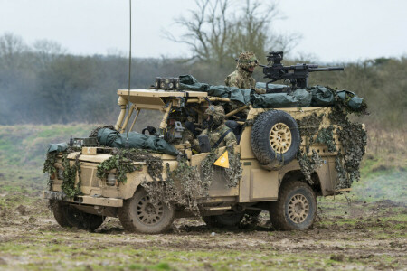 gepantserde auto, Landrover, soldaten