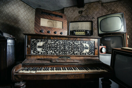 piano, radio, mottagare, TV