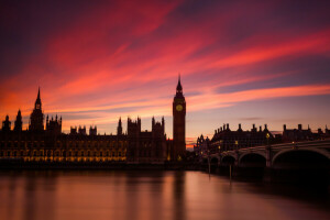 Brug, Engeland, Londen, parlement, rivier-, Theems, toren