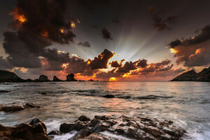 nubes, amanecer, naturaleza, El océano, el cielo