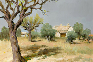 maison, paysage, image, des arbres