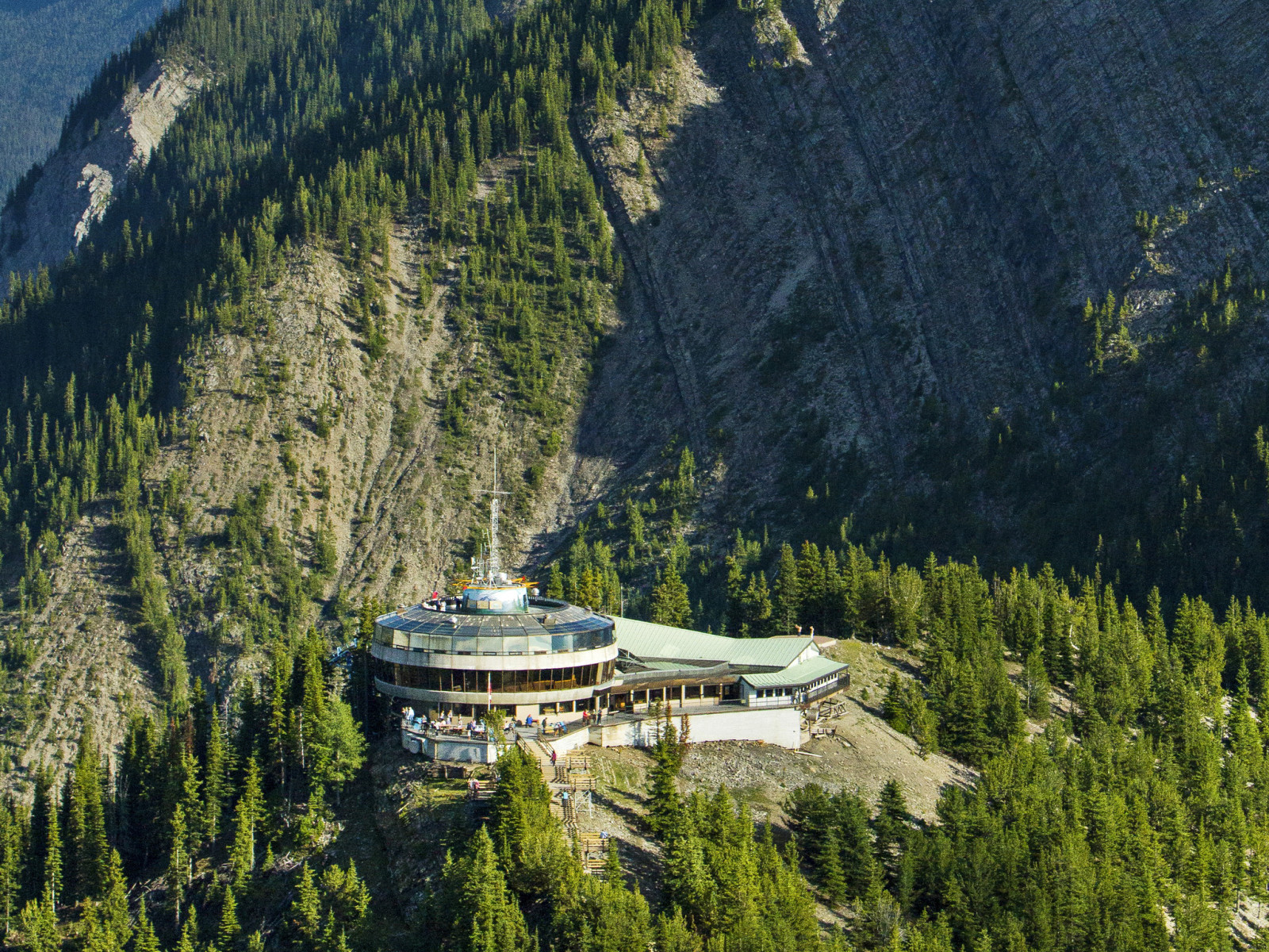 деревья, Канада, горы, горные породы, строительство, Banff, сложный