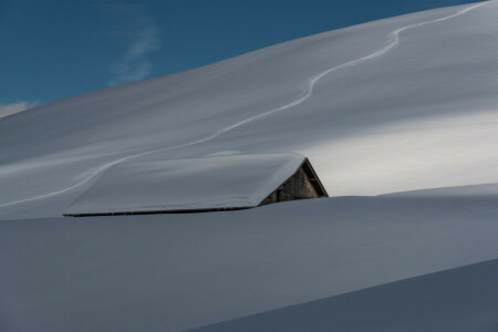 casa, naturaleza, nieve, invierno