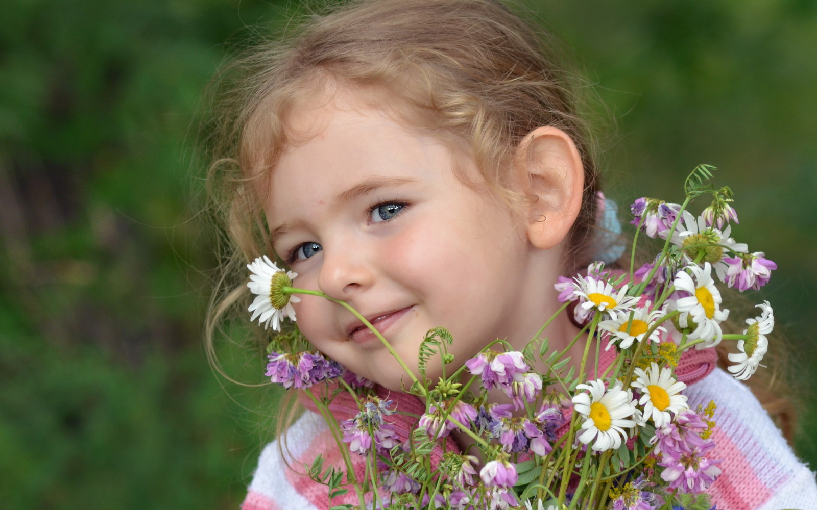 humør, sommer, pige, blomster