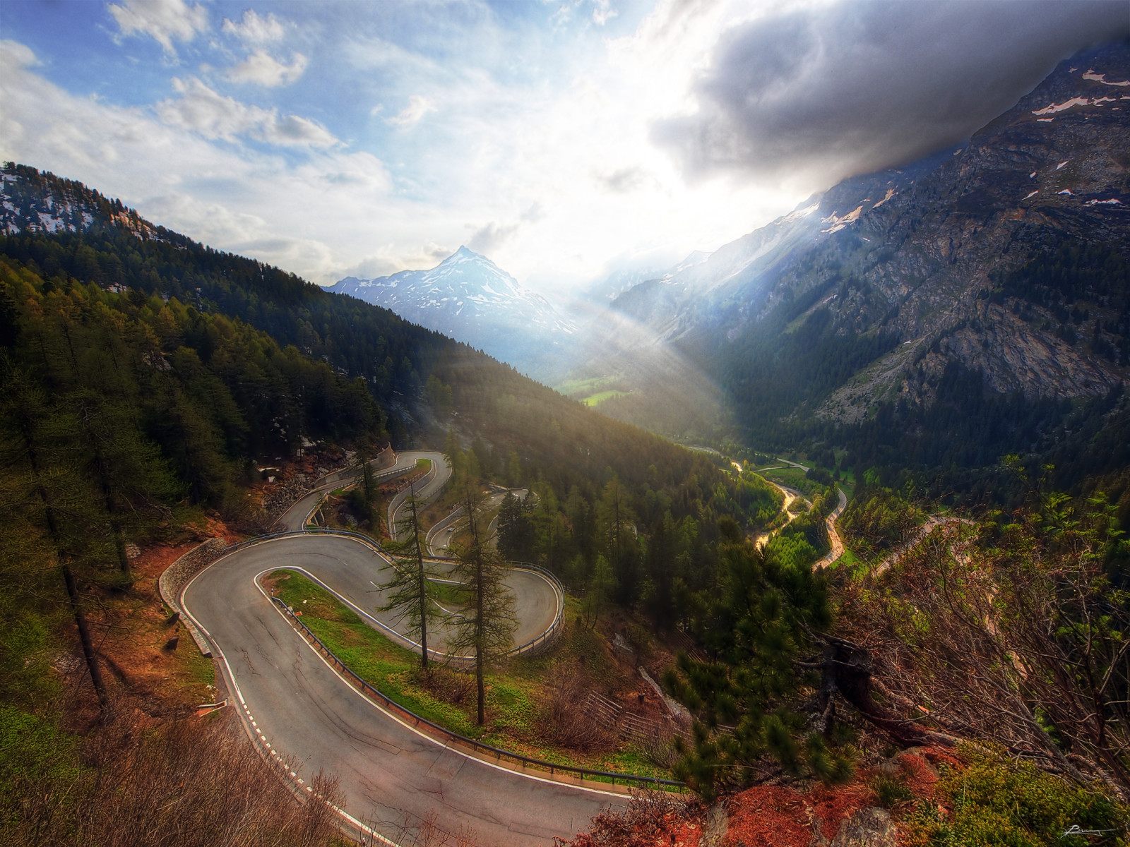 Straße, Berge, lange, Weg, Nieder