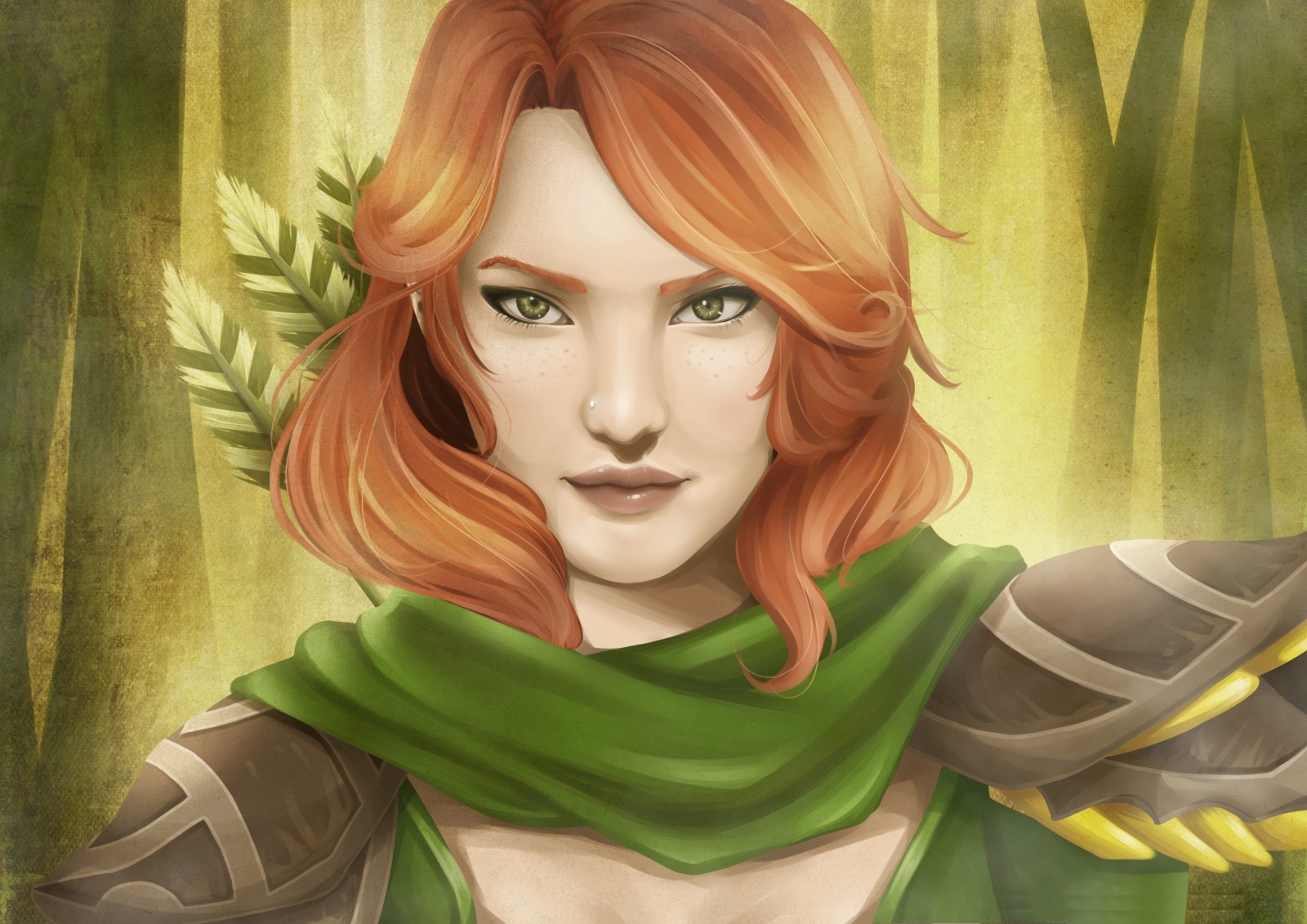 look, face, girl, red, art, Archer, Dota 2, Windrunner