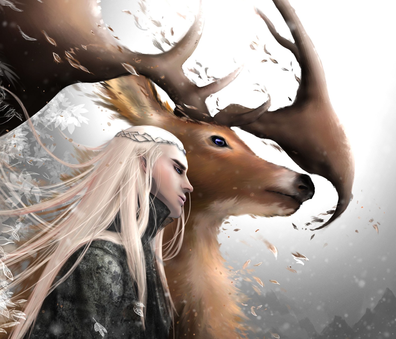 art, male, horns, deer, The Hobbit, Thranduil, neptunesteven