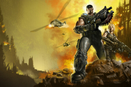 Anya Stroud, armure, Les explosions, Combattants, Feu, Armement de guerre, marcus fenix, armes