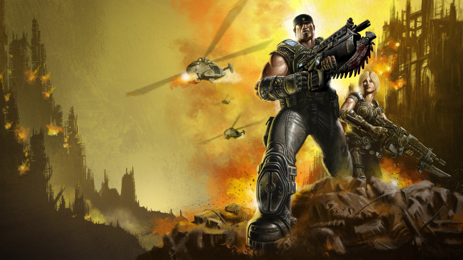 armes, Feu, armure, Combattants, Armement de guerre, Les explosions, marcus fenix, Anya Stroud