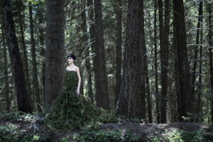 branches, forest, girl