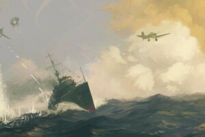 aereo, mare, nave, Guerra