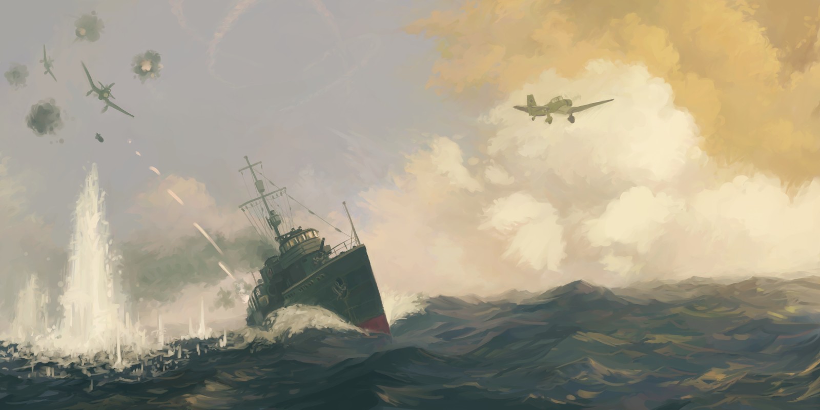 sea, ship, War, aircraft