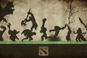 antecedentes, caracteres, dota 2, figura, césped, logo, siluetas, armas