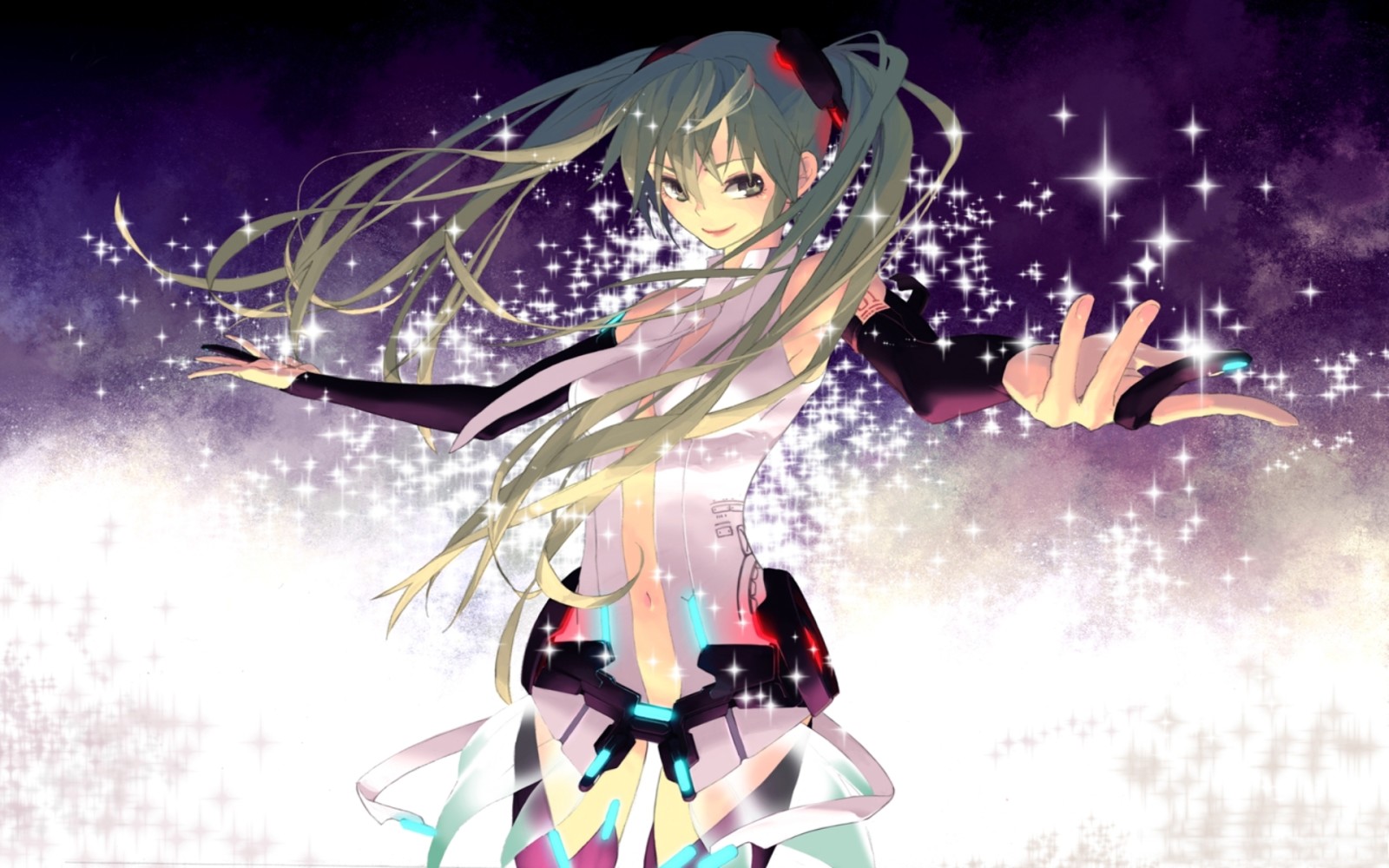 ragazza, arte, Magia, guanti, calze autoreggenti, Vocaloid, Hatsune Miku, miku append