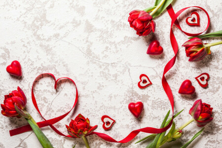 fleurs, cœurs, tulipes, La Saint-Valentin