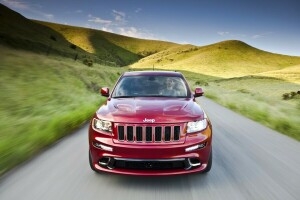 chien, chauffeur, GRAND CHEROKEE, collines, Jeep, lumières, rouge, Le devant