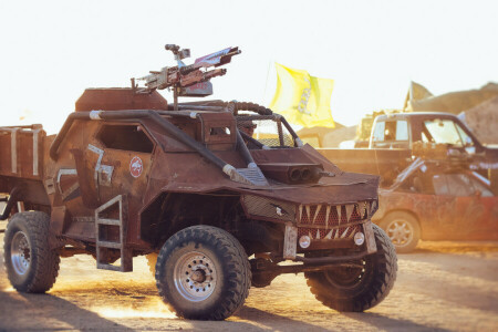 car, Desert, Machine gun