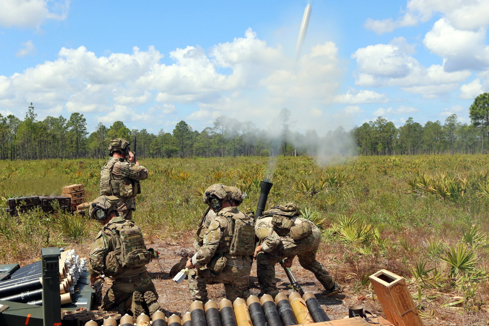 soldaten, schot, Mortier