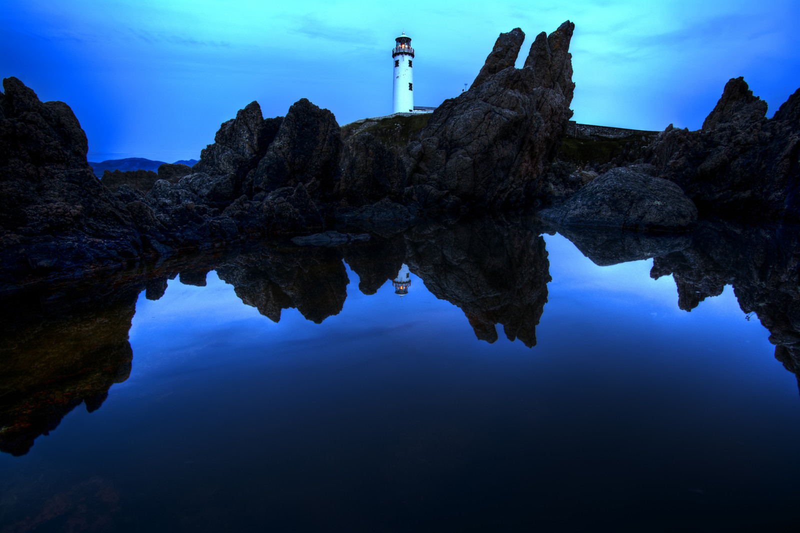 notte, L'oceano, Faro, rocce, Irlanda, Fanad Head Lighthouse, Contea di Donegal