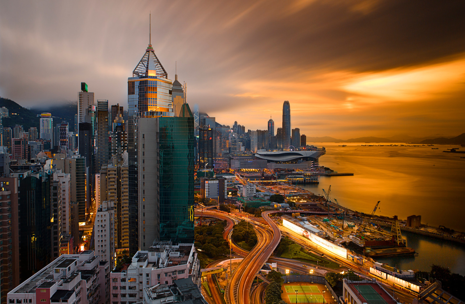 o céu, a noite, porta, China, Hong Kong, excerto