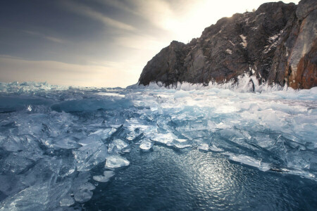 la glace, Lac, ciel, Le ciel, l'eau