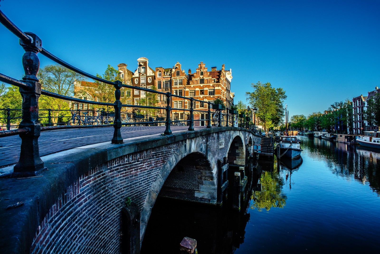 canal, Accueil, Pont, bâtiment, Amsterdam, Pays-Bas