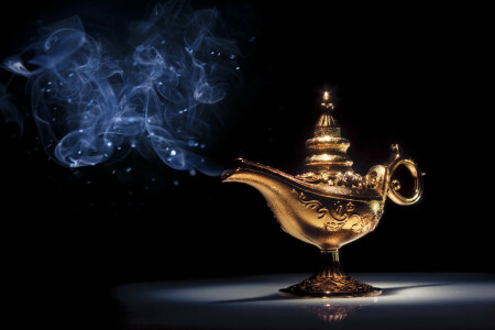 gold, lamp, smoke