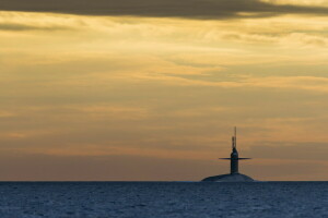 night, sea, Submarine