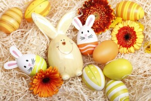 Dekoration, Ostern, Eier, Blumen, glücklich, Frühling