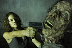 gun, Lauren Cohan, Maggie, The Walking Dead, zombies