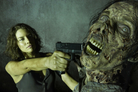 pistole, Lauren Cohan, Maggie, Walking Dead, zombie