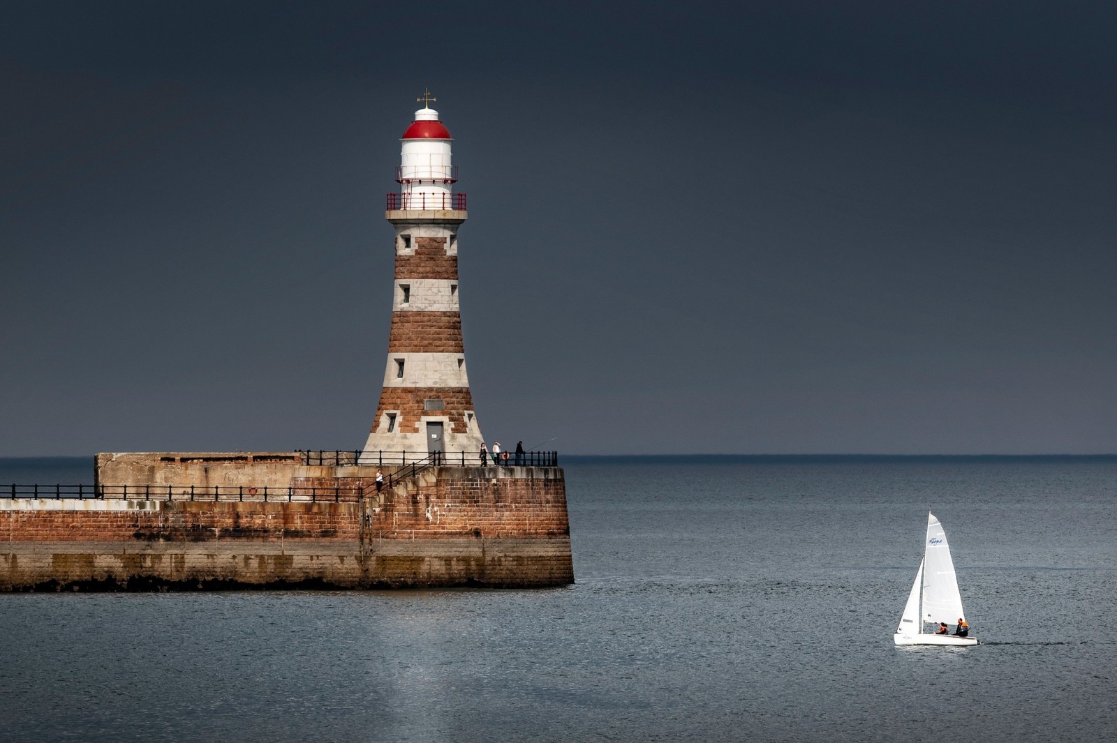 mare, Faro, Inghilterra, yacht, Mare del Nord, Sunderland, Faro di Roker, Beacon Rocker