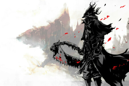 art, blood, Bloodborne, cloak, hat, Hunter, SAW, sword