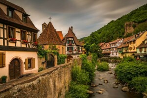 Kaysersberg, tájkép, folyó, a város