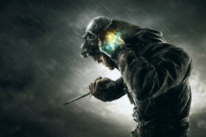 clouds, Corvo, Dishonored, rain, the darkness